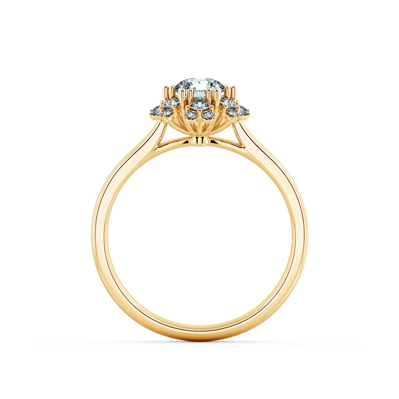 Apricot Blossom Halo engagement Ring with shiny Band NCH2002 5